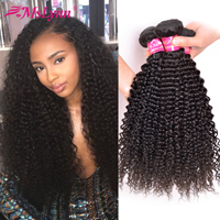 Afro Kinky Curly Hair Brazilian Hair Weave Bundles Human Hair Weave Bundles 4 or 3 Bundles Natural Black Mslynn Non Remy Hair