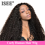 Mongolian Kinky Curly Human Hair Wigs 360 Lace Frontal Wig 150% Density 13X6 ISEE HAIR Kinky Curly Lace Front Human Hair Wigs