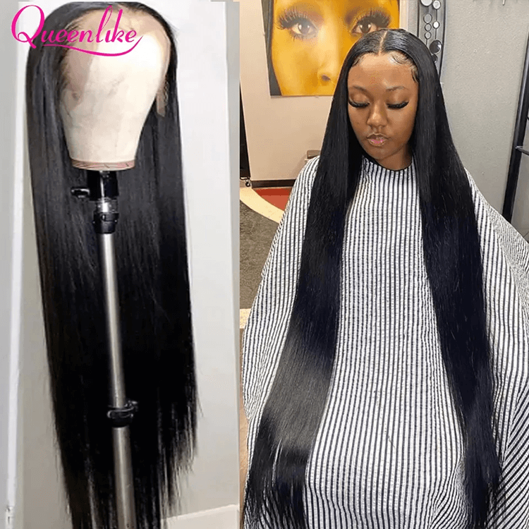 Queenlike 40 42 Inch Straight 5x5 6x6 Closure Wig For Black Women 13x6 HD Lace Frontal Bone Straight Lace Front Human Hair Wigs