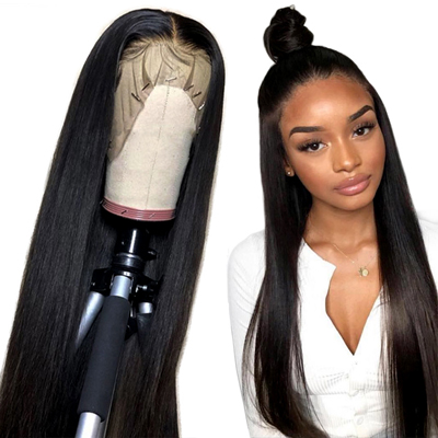 Alibele Straight Lace Front Human Hair Wigs 150% Density Peruvian Remy Hair Wig for Black Women 10-24 inch 13x4 Lace front