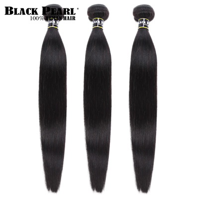 Black pearl Peruvian Hair Weave Bundles 3/4 Bundles Deals 100% Straight Human Hair Bundles 8 to 30 Inch Non-Remy Hair Extensions