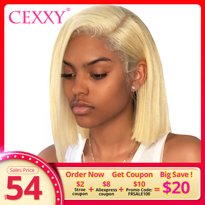 CEXXY Blonde Lace Front Wig Brazilian 613 Short Bob wig 13x6 Lace Front Human Hair Wig Transparent Lace Wigs For Black Women