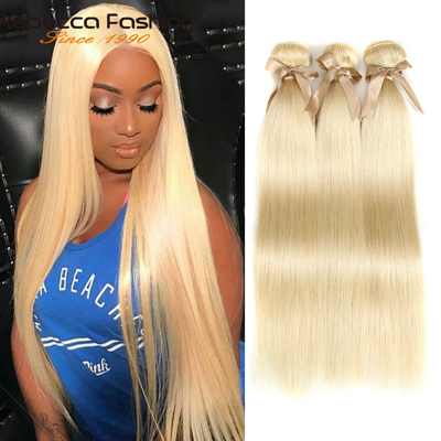 Rebecca Brazilian Straight Hair 613 Honey Blonde Bundles 1/3/4 Bundles Remy Hair Weaving Human Hair Bundles 10-26 Inch