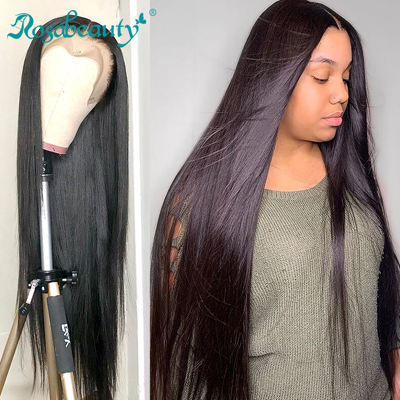 Rosabeauty 250 Density Brazilian 13x6 Glueless Lace Front Human Hair Wigs Pre Plucked For Black Women 28 30 Inch 360 Frontal Wig