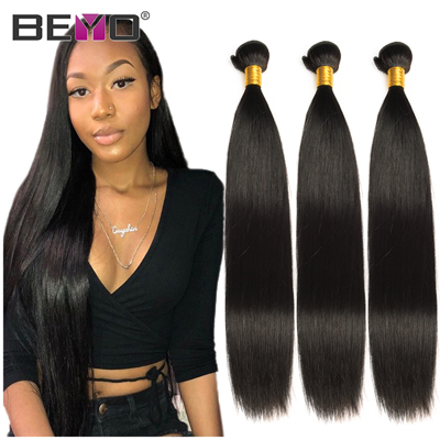 Beyo Straight Hair Bundles Indian Hair Weave Bundles 100% Human Hair Bundles 1 / 3 / 4 Bundles Natural Black Hair Extensions 