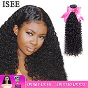 ISEE HAIR Mongolian Kinky Curly Hair Bundles Remy Human Hair Extensions Nature Color Buy 1/3/4 Bundles Thick Kinky Curly Bundles