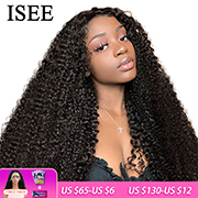 Mongolian Kinky Curly Wigs For Women 150% Density Curly 360 Lace Frontal Wig ISEE HAIR Curly Wig Full Lace Front Human Hair Wigs