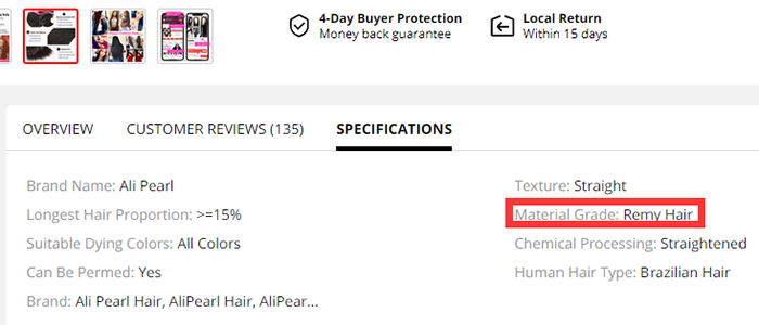 aliexpress rate the grade of alipearl hair material