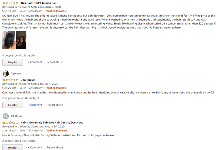 alipearl hair bad reviews on amazon