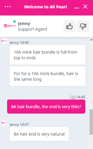live chat alipearl hair