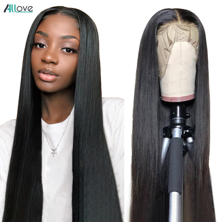 Allove Bone Straight Lace Front Human Hair Wigs