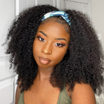 WIGMY Glueless Afro Kinky Curly Silk Headband Wig Human Hair for Black Women Brazilian Half Wigs for Black Women