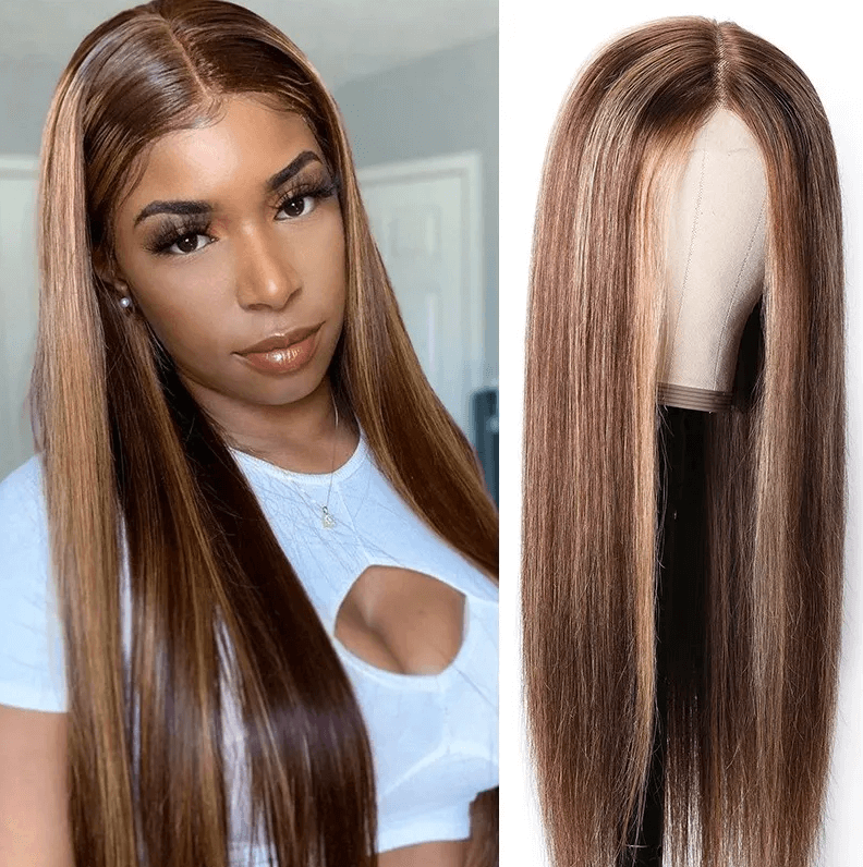 Beautyforever Blonde Highlight Piano Color Hand Tied Lace Wig 412# Best Human Hair Wig Long Straight Hair 150% Density