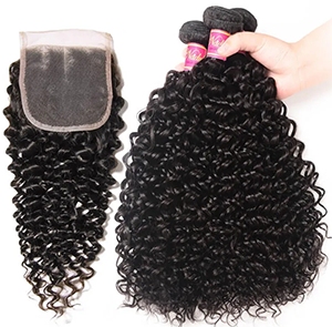 Curly Virgin Hair Weave 3 Bundles With Lace Closure 4x4 Nadula Unprocessed Human Hair Extensions