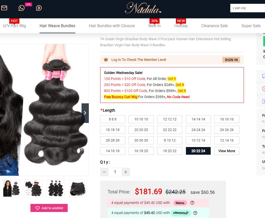 the price of nadula body wave hair