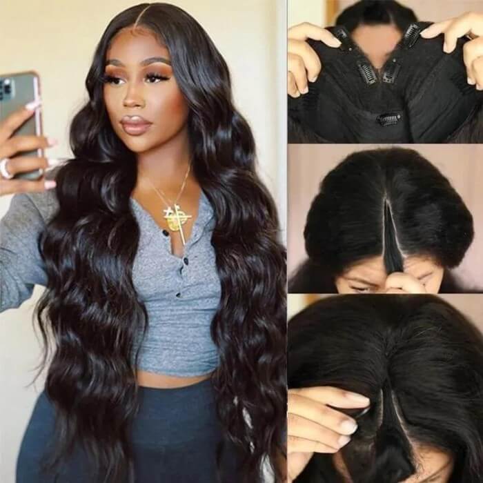 Beginner Friendly V Part Body Wave Wig No Leave Out Upgrade U Part Human Hair Wig
