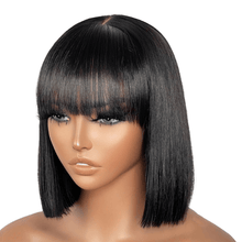 Realistic Yaki Straight Bob With Bangs Undetectable Lace Wig<br />
